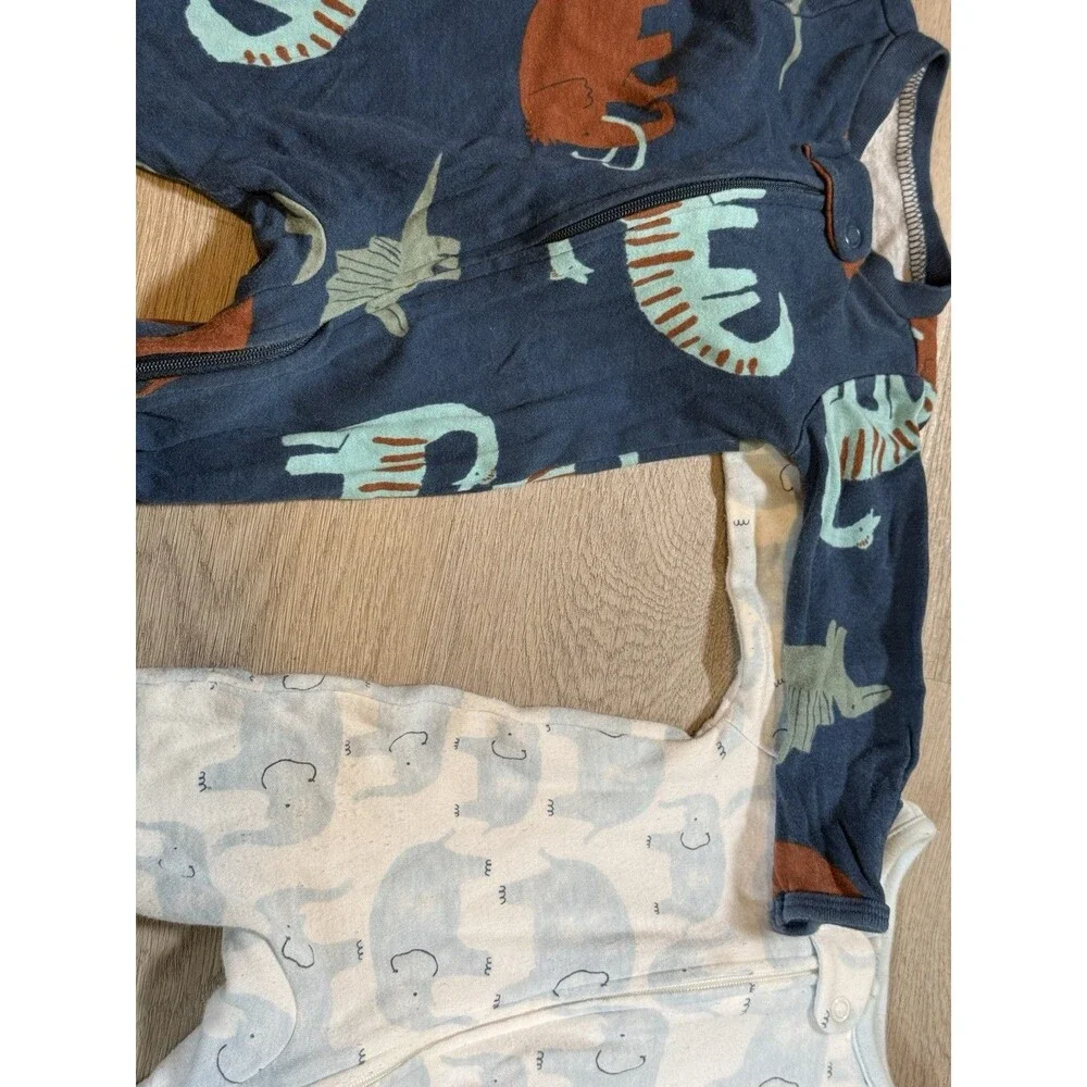 Just One You Carter's Footed Pajamas NB Newborn Lot 2 Sleep Play Elephant Dino